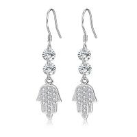 Kobber-nikkellegeringer Drop Earring, platin farve forgyldt, forskellige stilarter for valg & for kvinde & med cubic zirconia, 10x42mm, Solgt af par