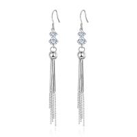 Fashion Fringe Orecchini, cupronichel, placcato color platino, Micro spianare cubic zirconia & per la donna, nessuno, 90mm, Venduto da coppia