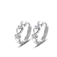 Cupronickel Huggie Hoop Earring platinum color plated micro pave cubic zirconia & for woman Sold By Pair