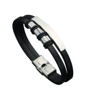 Braccialetti in silicone, acciaio inox, with silicone, placcato, gioielli di moda & unisex, nessuno, 215x10x3mm, Venduto da filo