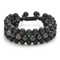 Gemstone Woven Ball Armbånd, Natursten, flerlags & Unisex & strålingsbeskyttelse, flere farver til valg, 8mm, Længde 18 cm, Solgt af PC