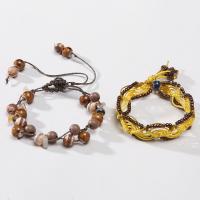 Pulseiras de pedras de  Woven Ball , plástico, with Pedra natural & porcelana, multicamada & unissex, Mais cores pare escolha, 8mm, comprimento 18 cm, vendido por PC