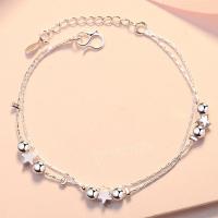 Messing Armbanden, silver plated, voor vrouw, Per verkocht Ca 7.87 inch Strand