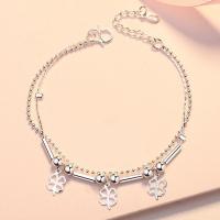 Messing Armbanden, silver plated, Dubbele laag & voor vrouw, Per verkocht Ca 7.87 inch Strand