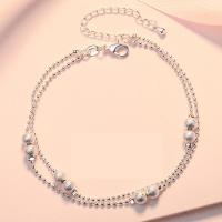 Messing Armbanden, silver plated, voor vrouw, Per verkocht Ca 7.87 inch Strand