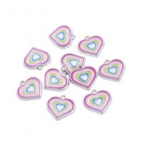 Zinc Alloy Enamel Pendants Heart platinum color plated & DIY nickel lead & cadmium free Approx 2mm Sold By Bag