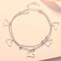 Messing Armbanden, silver plated, voor vrouw, Per verkocht Ca 7.87 inch Strand