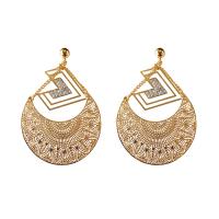 Zinc Alloy Drop Earrings gold color plated for woman & hollow Sold By Pair