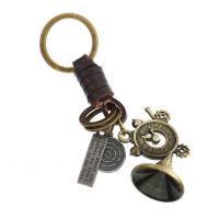 Zinc Alloy Key Clasp with PU Leather for man brown nickel lead & cadmium free Sold By PC