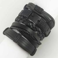 PU Leather Cord Bracelets with Waxed Nylon Cord adjustable & mixed nickel lead & cadmium free 13-15mm Length Approx 7 Inch Sold By Lot