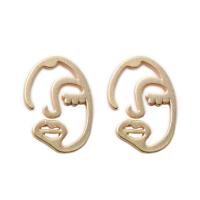 Lo zinco in lega Stud Earring, lega in zinco, Faccia, placcato color oro, per la donna & cavo, 15x15mm, Venduto da coppia