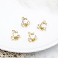 Цирконий Micro Pave латунь подвеска, Латунь, 18K позолоченный, инкрустированное микро кубического циркония, 10.50x14.50mm, продается PC