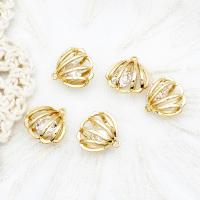 Μενταγιόν Cubic Zirconia (CZ) Brass, Ορείχαλκος, με Cubic Zirconia, Κέλυφος, 18K επιχρυσωμένο, κοίλος, 13x15mm, Sold Με PC