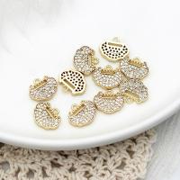 Цирконий Micro Pave латунь подвеска, Латунь, замок долговечности, 18K позолоченный, инкрустированное микро кубического циркония, 12.50x10.50mm, продается PC