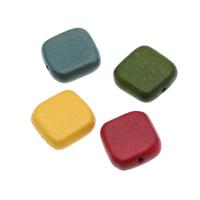 Puuhelmet, Puu, Square, värjätty, enemmän värejä valinta, 16x15x6mm, Reikä:N. 1mm, Myymät PC