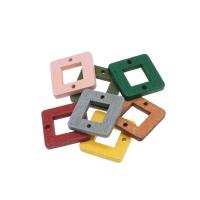 Træ Connector, Square, flere farver til valg, 18x18x2mm, Hole:Ca. 1mm, Solgt af PC