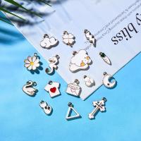 Ciondoli di smalto di lega di zinco, lega in zinco, DIY, bianco, assenza di nichel,piombo&cadmio, 8-20.5,7-26,1-3.5, Foro:Appross. 2mm, 50PC/borsa, Venduto da borsa