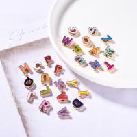 Grânulos de alfabeto de liga de zinco, Letra do Alfabeto, DIY & esmalte, níquel, chumbo e cádmio livre, 10x9mm, Buraco:Aprox 1.4mm, 26PCs/Bag, vendido por Bag