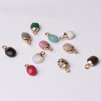 Gemstone Vedhæng Smykker, Natursten, med Zinc Alloy, Flad Oval, du kan DIY & facetteret, flere farver til valg, 8mm, Solgt af PC