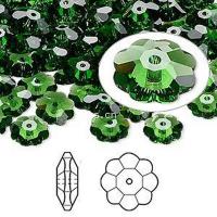 Perles en cristal CRYSTALLIZED™ , fleur, Placage de couleur d'or, facettes, vert fougère, 8mm, 288PC/sac, Vendu par sac