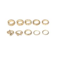 Sinc Alloy Ring Set, dath an óir plated, 10 bpíosa & do bhean, 17mm,16mm, Díolta De réir Socraigh