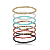 Seedbead Pulsera y tobillera, chapado en color dorado, 7 piezas & diferentes estilos para la opción & para mujer, color mixto, longitud aproximado 6.2 Inch, Vendido por Set