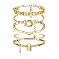 lega in zinco Bracciale Set, braccialetto & Bracciale, with 1.9 inch extender chain, placcato, 5 pezzi & per la donna, nessuno, 60mm, Lunghezza Appross. 6.2 pollice, Venduto da set