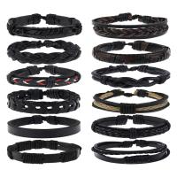 PU Leather Cord Bracelets bracelet plated 12 pieces & fashion jewelry & Unisex 6CM 17-18CM 8-9CM Sold By Set