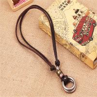 PU Leather Cord Necklace Zinc Alloy with PU Leather Adjustable & Unisex brown nickel lead & cadmium free 65-70cm 0.4cm Sold By Strand