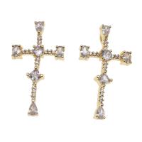 Cubic Zirconia Micro Pave Brass Pendant Cross micro pave cubic zirconia golden Sold By PC