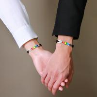 Quelques Bracelet à et Bangle, acier inoxydable, avec corde en nylon, poli, bijoux de mode & unisexe & styles différents pour le choix & avec zircone cubique, Vendu par paire