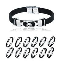 PU cavo bracciali, acciaio inox, with PU, in acciaio inox cinturino orologio fermaglio, gioielli di moda & gioielli costellazione & unisex & stili diversi per la scelta, nero, Venduto per Appross. 8.3 pollice filo