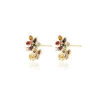 Messing Earring Bericht, gold plated, micro pave zirconia & voor vrouw & glazuur, 12x13mm, Verkocht door pair