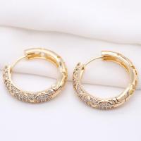 Messing oorringen, Donut, gold plated, micro pave zirconia & voor vrouw, 30x6mm, Verkocht door pair