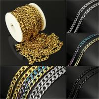 Roestvrij staal curb schakelketting, plated, Duurzame & kinketting, meer kleuren voor de keuze, 10x7x2mm, 10m/spool, Verkocht door spool