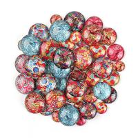 Glass Cabochons Round plated time gem jewelry & DIY Sold By Bag