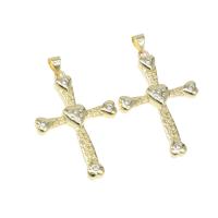 Cubic Zirconia Micro Pave Brass Pendant Cross micro pave cubic zirconia golden Approx 6mm Sold By PC