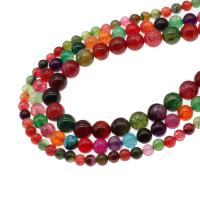 Agaat kralen, Multicolour Agate, met Vlakke bloem Agaat & lace agaat, Ronde, DIY, meer kleuren voor de keuze, 6mm,8mm,10mm, Lengte 15 inch, Verkocht door PC