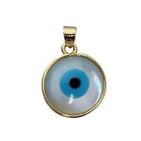 Evil Eye Hangers, Messing, met White Shell, Boze oog, 18K verguld, 13.7mm, Verkocht door PC