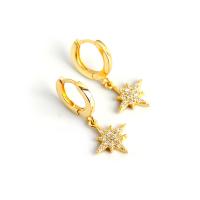 Ciúbach Zirconia Micrimhilseogra réiteach Sterling Silver Earring, 925 Sterling Silver, Ocht Pointe Star, plátáilte, micrea réiteach zirconia ciúbach & do bhean, dathanna níos mó le haghaidh rogha, 9x21mm, Díolta De réir Péire