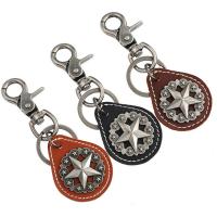 Zinc Alloy Key Clasp with PU Leather for man nickel lead & cadmium free Sold By PC