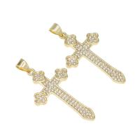 Cubic Zirconia Micro Pave bronze Pingente, cobre, micro pavimento em zircônia cúbica, dourado, 33x21x4mm, Buraco:Aprox 4mm, vendido por PC