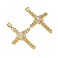 Cubic Zirconia Micro Pave bronze Pingente, cobre, micro pavimento em zircônia cúbica, dourado, 36x26x3mm, Buraco:Aprox 4mm, vendido por PC