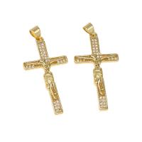 Cubic Zirconia Micro Pave bronze Pingente, cobre, micro pavimento em zircônia cúbica, dourado, 35x18x2mm, Buraco:Aprox 4mm, vendido por PC