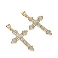 Cubic Zirconia Micro Pave bronze Pingente, cobre, micro pavimento em zircônia cúbica, dourado, 31x20x2mm, Buraco:Aprox 4mm, vendido por PC