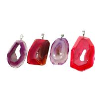 Pendants Jewelry Agate, Prás, le Agate, neamhrialta, stíl druzy, dathanna níos mó le haghaidh rogha, 77x47x15mm, Díolta De réir PC