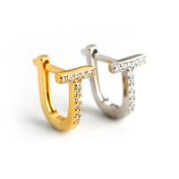 925 sterling silver Huggie Hoop Earring, plated, för kvinna & med strass, fler färger för val, 8.80x6x10.20mm, Innerdiameter:Ca 5.5mm, Säljs av Par