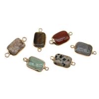 Gemstone stik, Messing, med Ædelsten, Rektangel, flere farver til valg, 26x13x7mm, Solgt af PC