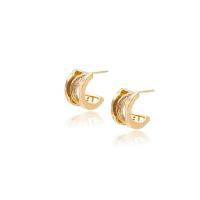 Brass Stud Earring gold color plated & micro pave cubic zirconia & for woman Sold By Pair