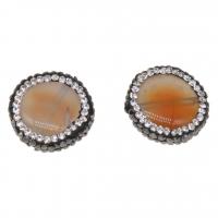 Agate σφαιρίδια, Red Agate, με πηλό rhinestone pave, Γύρος, περισσότερα χρώματα για την επιλογή, 64x50x7mm, Sold Με PC